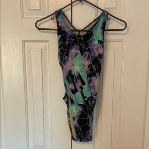 TYR Kids Swim One Piece - Black, Purple, Green